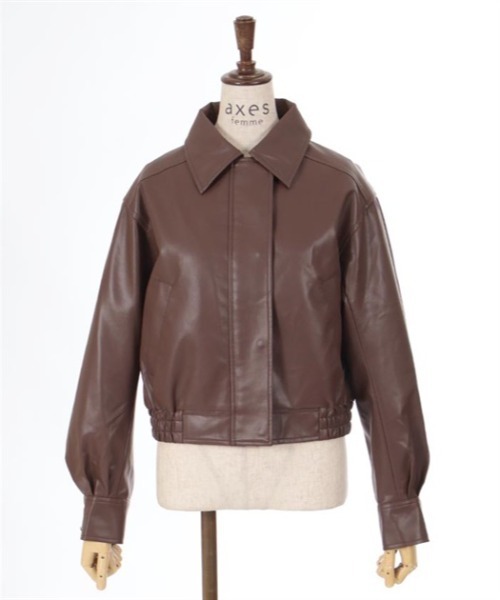 axes femme(アクシーズファム)の「襟付フライトジャケット(ブルゾン・レディース・キナリ/ダークブラウン/ブラック・FREE)」の6枚目の写真