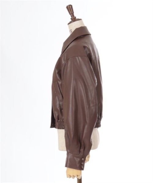 axes femme(アクシーズファム)の「襟付フライトジャケット(ブルゾン・レディース・キナリ/ダークブラウン/ブラック・FREE)」の7枚目の写真