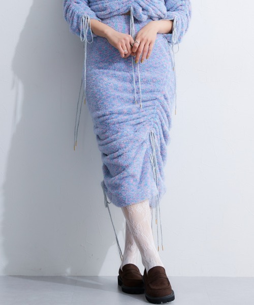 TTOL（トール）の「ドロストラメニットスカート（スカート・レディース・ブラック/ブルー・L-XL/M-L）」の2枚目の写真