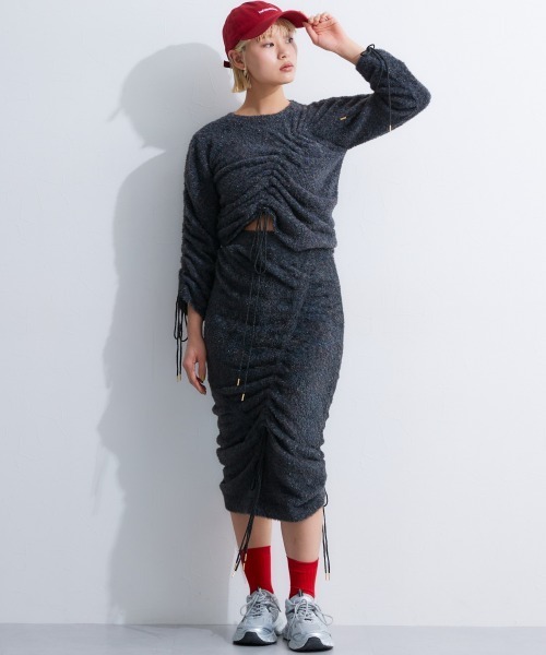 TTOL（トール）の「ドロストラメニットスカート（スカート・レディース・ブラック/ブルー・L-XL/M-L）」の6枚目の写真