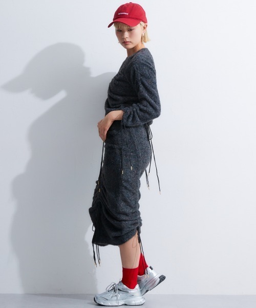 TTOL（トール）の「ドロストラメニットスカート（スカート・レディース・ブラック/ブルー・L-XL/M-L）」の7枚目の写真