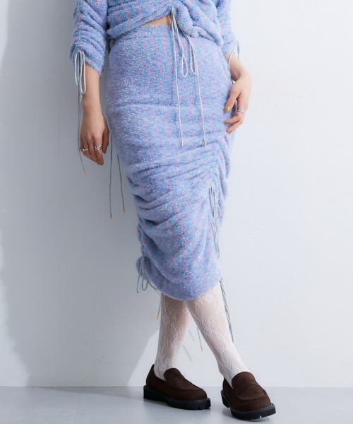 TTOL（トール）の「ドロストラメニットスカート（スカート・レディース・ブラック/ブルー・L-XL/M-L）」の9枚目の写真