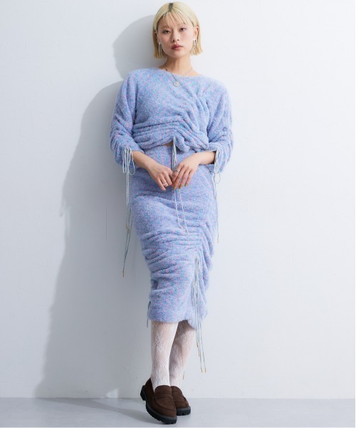 TTOL（トール）の「ドロストラメニットスカート（スカート・レディース・ブラック/ブルー・L-XL/M-L）」の10枚目の写真