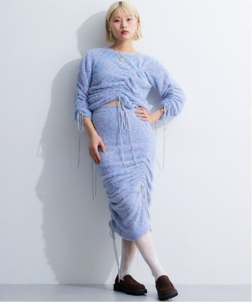 TTOL（トール）の「ドロストラメニットスカート（スカート・レディース・ブラック/ブルー・L-XL/M-L）」の11枚目の写真