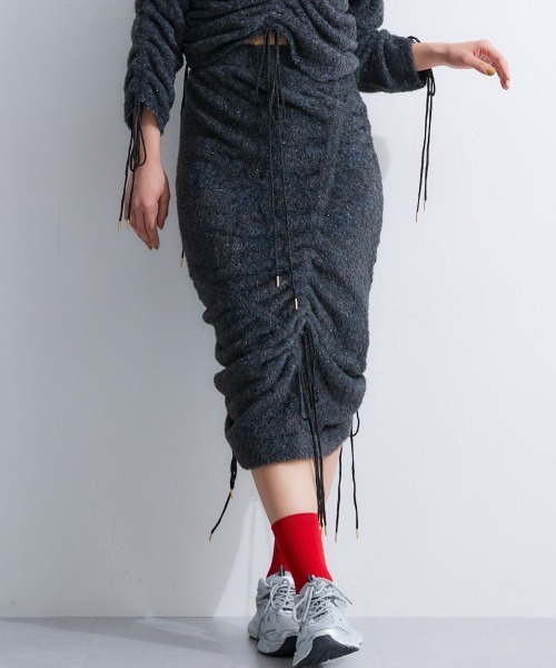 TTOL（トール）の「ドロストラメニットスカート（スカート・レディース・ブラック/ブルー・L-XL/M-L）」の21枚目の写真