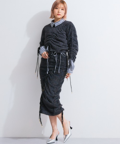 TTOL（トール）の「ドロストラメニットスカート（スカート・レディース・ブラック/ブルー・L-XL/M-L）」の22枚目の写真