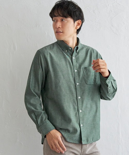 ikka（イッカ）の「【雑誌MonoMax12月号掲載】イージーケアフランネル無地シャツ（シャツ/ブラウス・メンズ・チャコールグレー/ホワイト/グリーン/ネイビー・L/M/S/XL）」の11枚目の写真