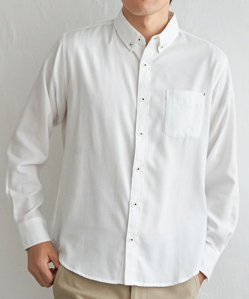 ikka（イッカ）の「【雑誌MonoMax12月号掲載】イージーケアフランネル無地シャツ（シャツ/ブラウス・メンズ・チャコールグレー/ホワイト/グリーン/ネイビー・L/M/S/XL）」の5枚目の写真