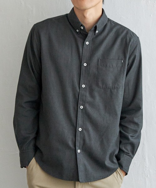 ikka（イッカ）の「【雑誌MonoMax12月号掲載】イージーケアフランネル無地シャツ（シャツ/ブラウス・メンズ・チャコールグレー/ホワイト/グリーン/ネイビー・L/M/S/XL）」の6枚目の写真