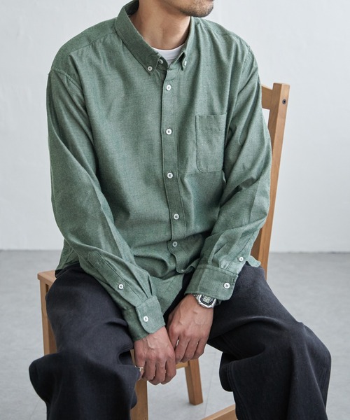 ikka（イッカ）の「【雑誌MonoMax12月号掲載】イージーケアフランネル無地シャツ（シャツ/ブラウス・メンズ・チャコールグレー/ホワイト/グリーン/ネイビー・L/M/S/XL）」の9枚目の写真