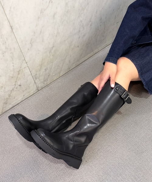 ASH/アッシュ【MANDNEVILL】ベルトデザイン厚底ロングブーツ 4cmヒール