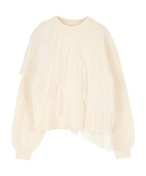 titivate(ティティベイト)の「ショルダーチュールフリルプルオーバー(Tシャツ/カットソー・レディース・アイボリー/グレー/ブラック・FREE)」の2枚目の写真
