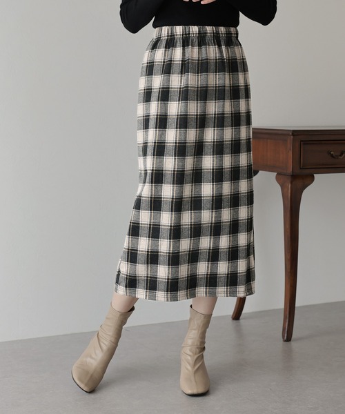 BLUEEAST（ブルーイースト）の「《新色追加／選べるチェック柄》チェック柄タイトスカート（スカート・レディース・ブラウン/ベージュ/ブラック/ネイビー/ブラウン系/ダークブラウン/ネイビー系・MEDIUM）」の8枚目の写真