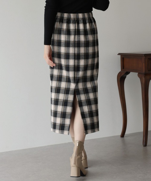 BLUEEAST（ブルーイースト）の「《新色追加／選べるチェック柄》チェック柄タイトスカート（スカート・レディース・ブラウン/ベージュ/ブラック/ネイビー/ブラウン系/ダークブラウン/ネイビー系・MEDIUM）」の9枚目の写真
