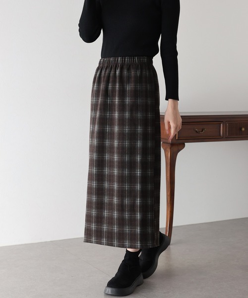 【中古】プラダ 24年 ウールスカート タイト 膝丈 チェック 38S ダークグレー オフホワイト ネイビー P179Y /DO セール】《新色追加／選べるチェック柄》チェック柄タイトスカート