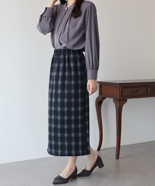 新色追加／選べるチェック柄》チェック柄タイトスカート（スカート