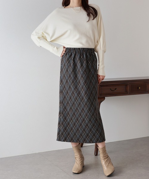 新色追加／選べるチェック柄》チェック柄タイトスカート（スカート