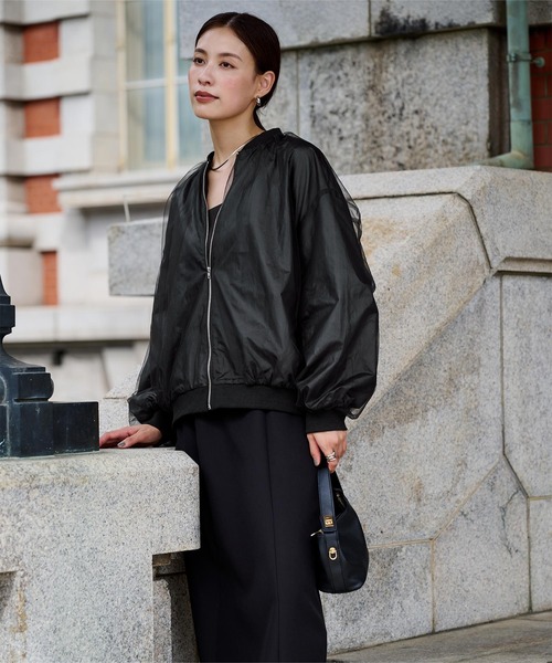 UR'S（ユアーズ）の「チュールブルゾン（ブルゾン・レディース・ブラック/チャコール・M）」の4枚目の写真