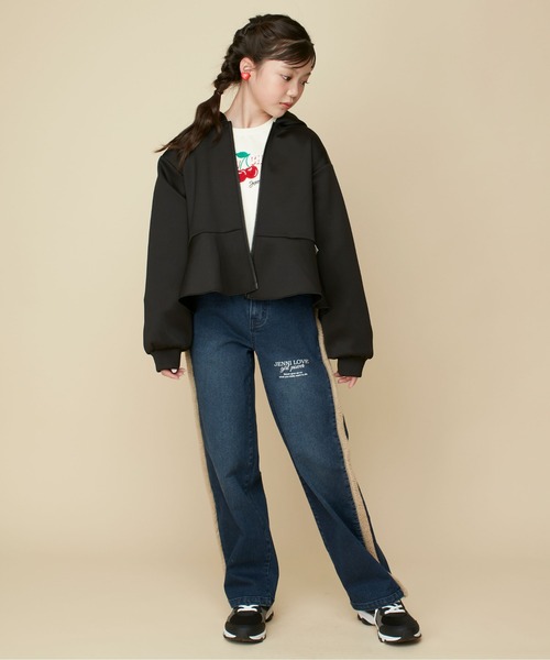 JENNI love（ジェニィラブ）の「フリルダンボールニットZIPパーカー（パーカー・キッズ・アイボリー/ブラック/グレー・130cm/140cm/150cm/160cm）」の18枚目の写真