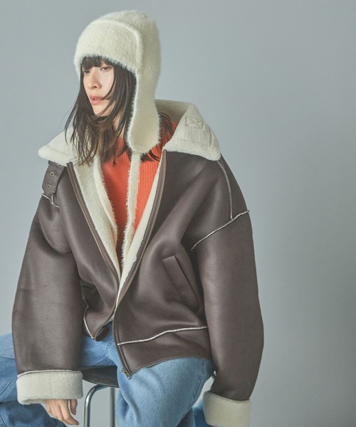 LAKOLE（ラコレ）の「ニットフライトキャップ / 143866（ニットキャップ/ビーニー・レディース・ブラック/オフホワイト・FREE）」の8枚目の写真