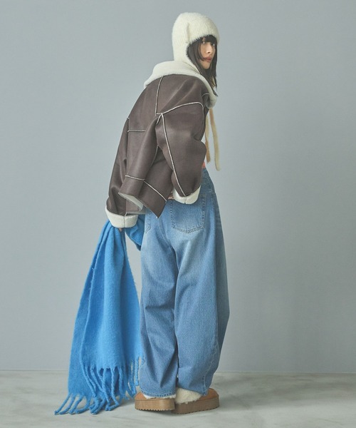 LAKOLE（ラコレ）の「ニットフライトキャップ / 143866（ニットキャップ/ビーニー・レディース・ブラック/オフホワイト・FREE）」の10枚目の写真