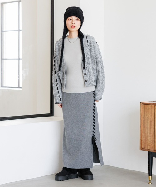 LAKOLE（ラコレ）の「ニットフライトキャップ / 143866（ニットキャップ/ビーニー・レディース・ブラック/オフホワイト・FREE）」の11枚目の写真