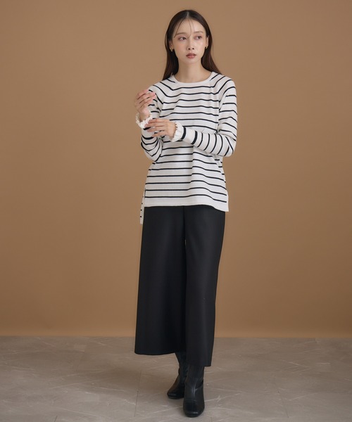 KATHARINE ROSS（キャサリンロス）の「【KATHARINE ROSS】編地変化ボーダーニット（ニット/セーター・レディース・ブラック/チャコールグレー/ホワイト・MEDIUM）」の14枚目の写真