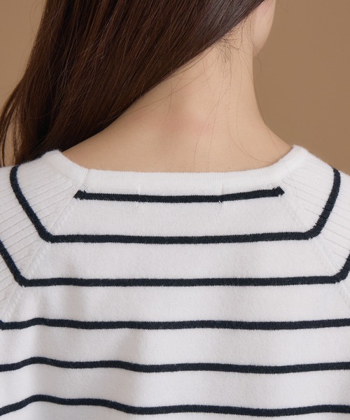 KATHARINE ROSS（キャサリンロス）の「【KATHARINE ROSS】編地変化ボーダーニット（ニット/セーター・レディース・ブラック/チャコールグレー/ホワイト・MEDIUM）」の7枚目の写真