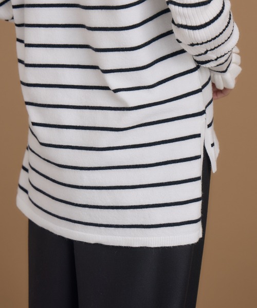 KATHARINE ROSS（キャサリンロス）の「【KATHARINE ROSS】編地変化ボーダーニット（ニット/セーター・レディース・ブラック/チャコールグレー/ホワイト・MEDIUM）」の8枚目の写真