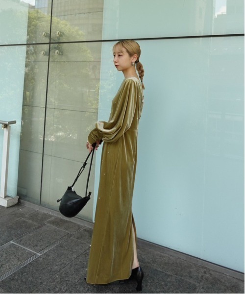 スーツ・フォーマル・ドレス Ameri BACK OPEN PEARL VELOUR DRESS BACK OPEN PEARL VELOUR DRESS
