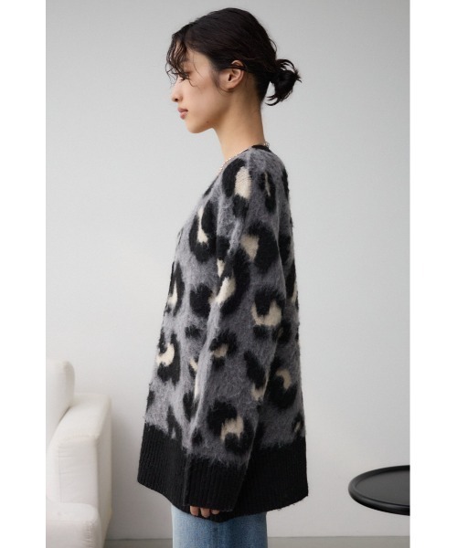 セール】レオパードジャガードニットカーディガン（カーディガン