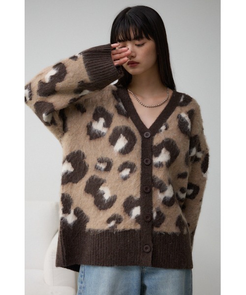 セール】レオパードジャガードニットカーディガン（カーディガン