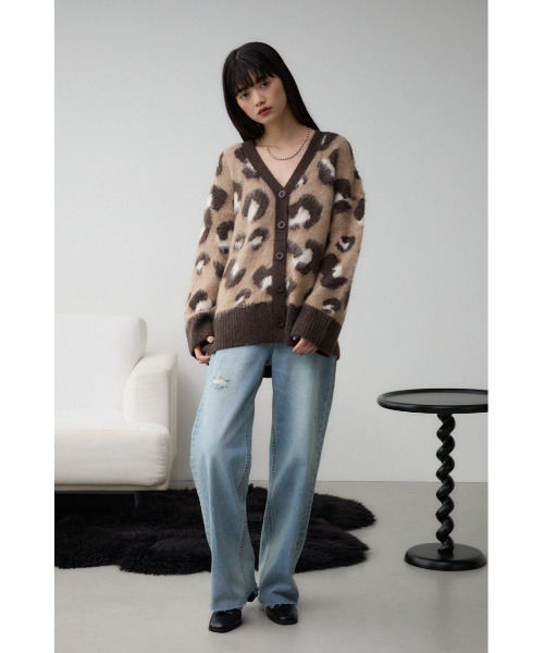 moussy レオパードカーディガン AZUL BY MOUSSY（アズールバイマウジー） レオパードジャガードニット
