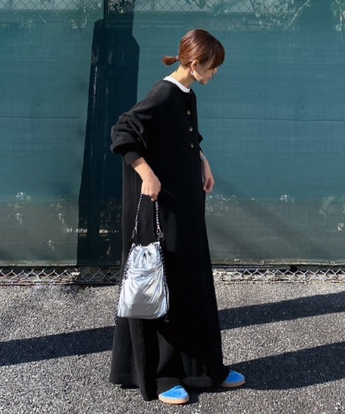 notch. by KR ヘンリーネック ニットワンピース TM ネイビー notch. by KR 】ヘンリーネックニットワンピース（ワンピース