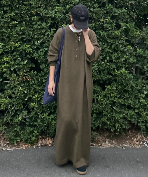 notch.（ノッチ）の「【 notch. by KR 】ヘンリーネックニットワンピース（ワンピース・レディース・ネイビー/オリーブ/ブラック・TM/M）」の10枚目の写真