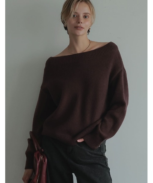2024-25 WINTER COLLECTION]アルパカタッチオフショルダーニット