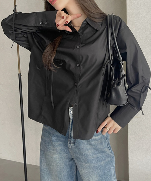 Ada.（エイダ）の「リボンデザイン 長袖シャツ（シャツ/ブラウス・レディース・アイボリー/ブラック/ライトブルー/ライトグレー/ピンク・FREE）」の15枚目の写真