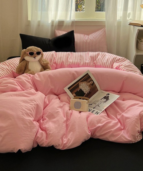 セール】【 somni / ソニ 】 寝具4点セット バイカラー ストライプ