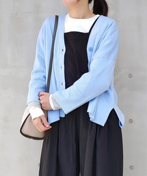 Q | 二重袖配色ニットカーディガン(カーディガン/ボレロ)