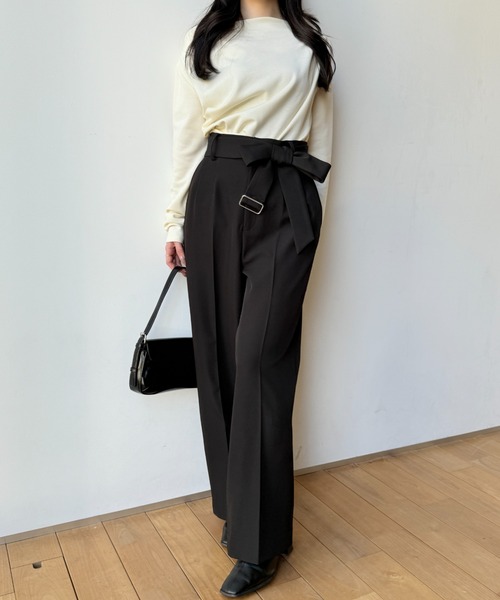 セール】belt set 2tuck pants（ベルトセット2タックパンツ