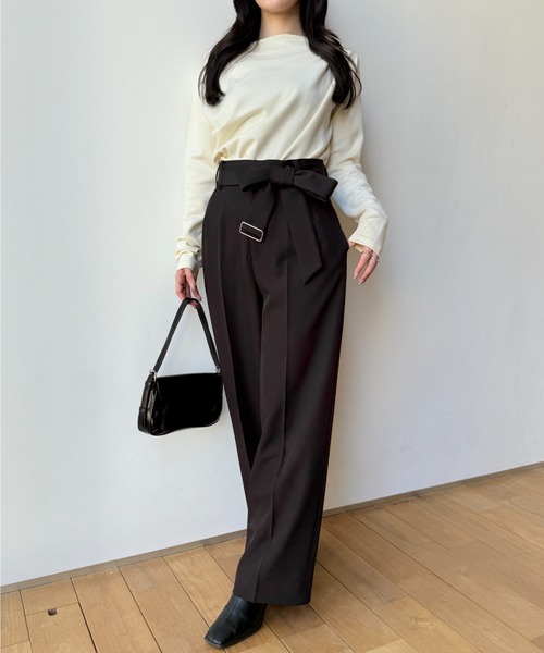 セール】belt set 2tuck pants（ベルトセット2タックパンツ