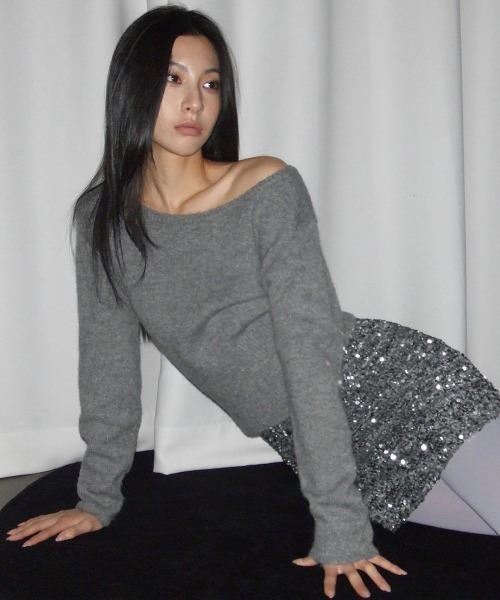 [MADE] モンドリンアルパカオフショルダーニット（ニット/セーター）｜BLACKUP（ブラックアップ）