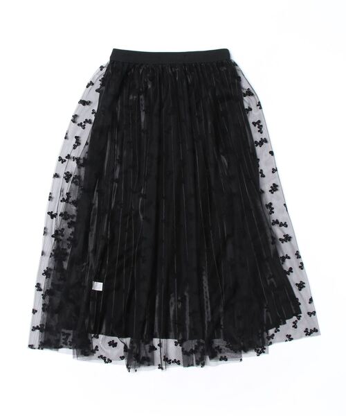 フロッキーリボン柄プリント リバーシブル プリーツフレアースカート（スカート）｜HONKY TONK（ホンキートンク）