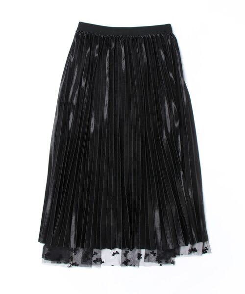 フロッキーリボン柄プリント リバーシブル プリーツフレアースカート（スカート）｜HONKY TONK（ホンキートンク）