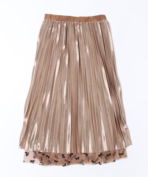 フロッキーリボン柄プリント リバーシブル プリーツフレアースカート（スカート）｜HONKY TONK（ホンキートンク）