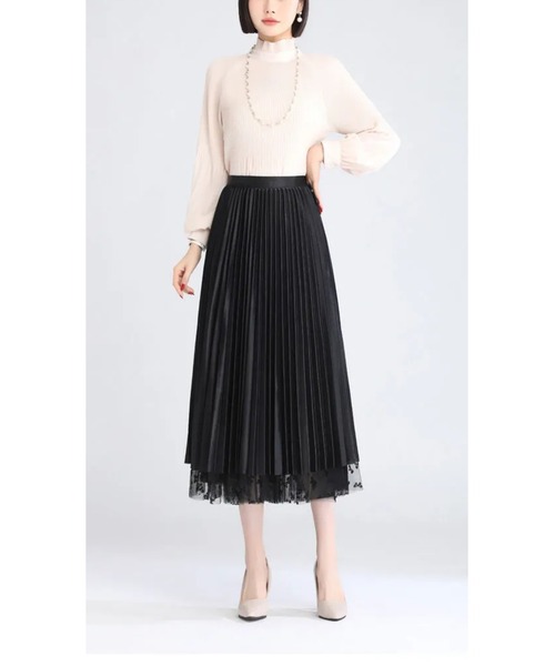 フロッキーリボン柄プリント リバーシブル プリーツフレアースカート（スカート）｜HONKY TONK（ホンキートンク）