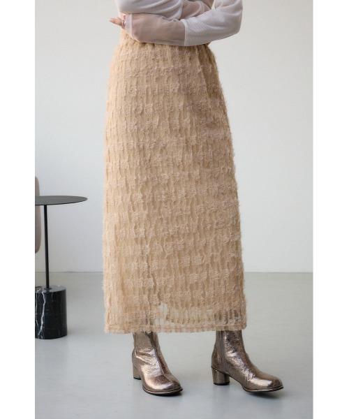 AZUL by moussy(アズールバイマウジー)の「カットレーススカート 春服 夏服 ロングスカート ウエストゴム紐付き(スカート・レディース・ブラック/ホワイト/ベージュ・FREE)」の1枚目の写真