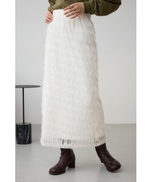 AZUL by moussy(アズールバイマウジー)の「カットレーススカート 春服 夏服 ロングスカート ウエストゴム紐付き(スカート・レディース・ブラック/ホワイト/ベージュ・FREE)」の2枚目の写真