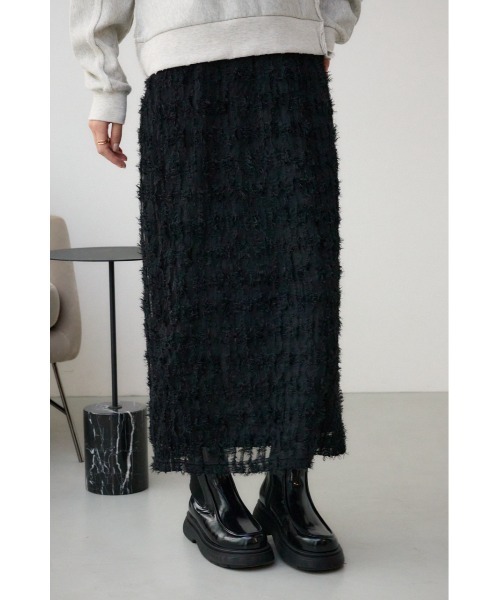 AZUL by moussy(アズールバイマウジー)の「カットレーススカート 春服 夏服 ロングスカート ウエストゴム紐付き(スカート・レディース・ブラック/ホワイト/ベージュ・FREE)」の3枚目の写真