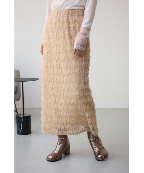AZUL by moussy(アズールバイマウジー)の「カットレーススカート 春服 夏服 ロングスカート ウエストゴム紐付き(スカート・レディース・ブラック/ホワイト/ベージュ・FREE)」の4枚目の写真
